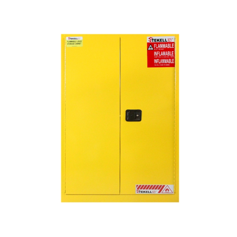 Armario de seguridad inflamable, 110 galón, amarillo, puerta doble, tipo de puerta Manual/ autocerrable (110 Gal/415 L)