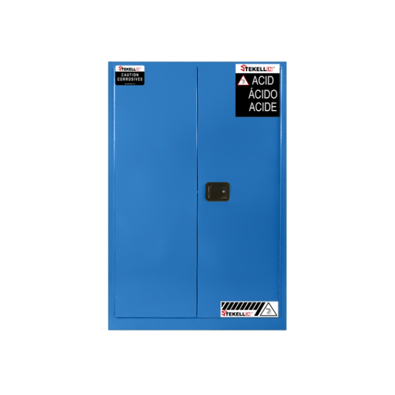 Armario de seguridad anticorrosivo/ácido, de 45 galones, amarillo, puerta doble, tipo de puerta Manual/ autocerrable (45 Gal/170 L)