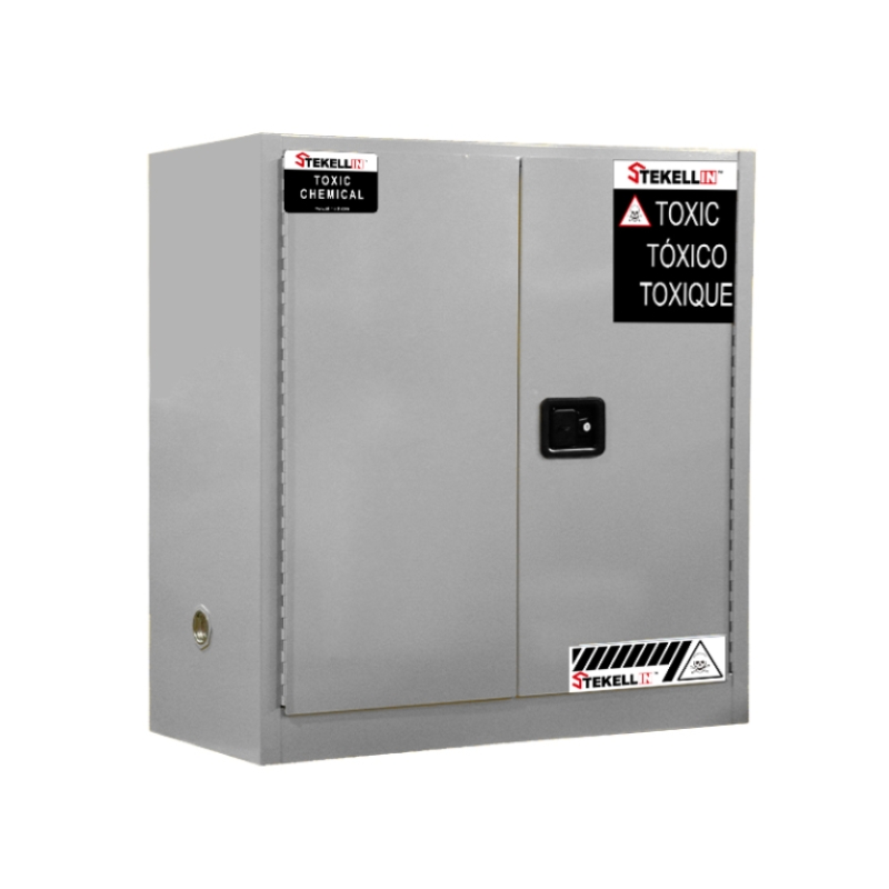 Armario de seguridad tóxico de 30 galones, gris, puerta doble, tipo de puerta Manual/ autocerrable (30 Gal/114 L)