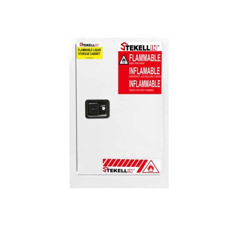 Armario de seguridad compacto e inflamable de 12 galones, blanco, tipo de puerta Manual/ autocerrable (12 Gal/45 L)