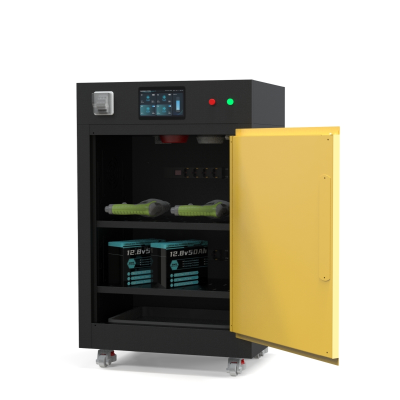 Gabinete inteligente de carga y almacenamiento de iones de litio, 2 estantes, altura de 1100mm, puerta única, tipo de puerta Manual o de cierre automático, Control de pantalla táctil