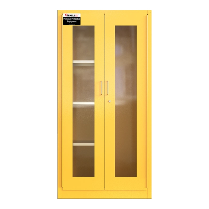 Gabinetes para equipos de emergencia (gabinete de PPE), amarillo, puertas dobles/Manual tipo de puerta/altura 1800mm/ con ventana Visible