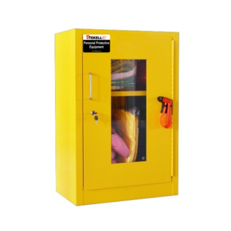 Gabinetes para equipos de emergencia (gabinete de PPE), de color amarillo, de una sola puerta/tipo de puerta Manual/altura 900mm/ con ventana Visible